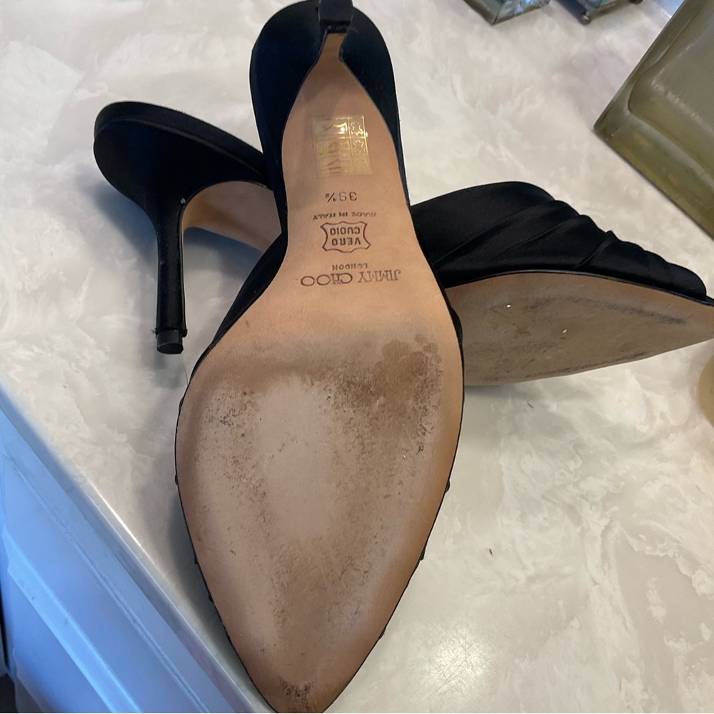 Jimmy Choo Evening Shoes, black w/ crystals. Excellent condition! Size 8.5/39.5 - Picture 11 of 15
